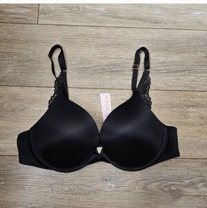 Elegant Black Lace Trim Bra Sz 36B